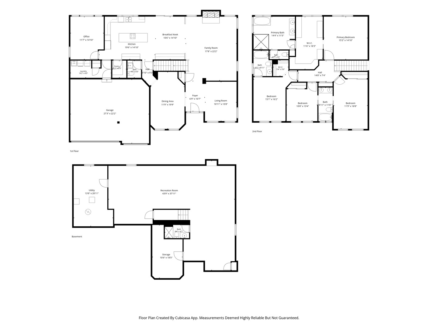Floor plan for 1700 Saint Andrew Drive showing the first floor, second floor, and basement.