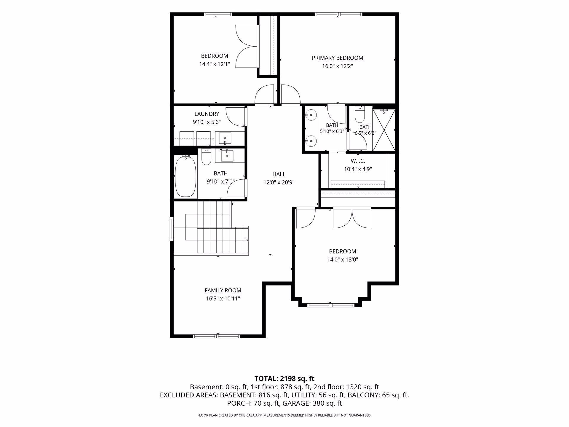 Floor plan showing three bedrooms, three bathrooms, laundry, family room, and room dimensions.