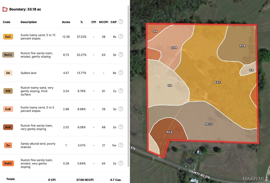 34.7ac County Road 576 .