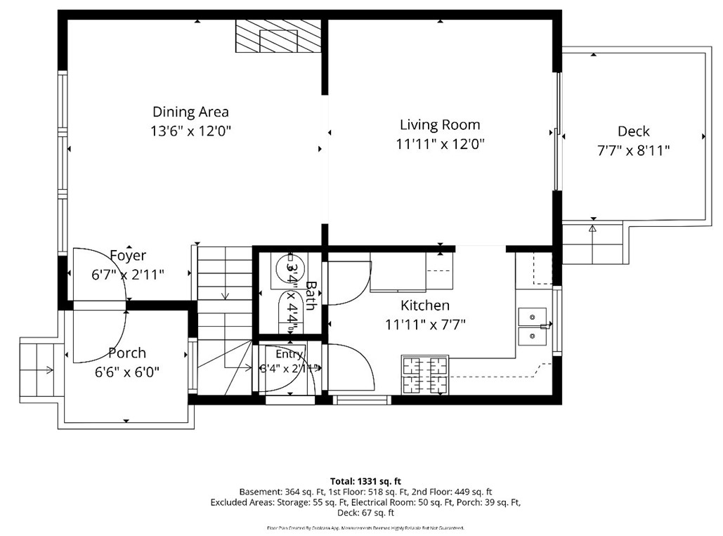 Floor plan of 249 8th Street 2 showing the room layout and dimensions.