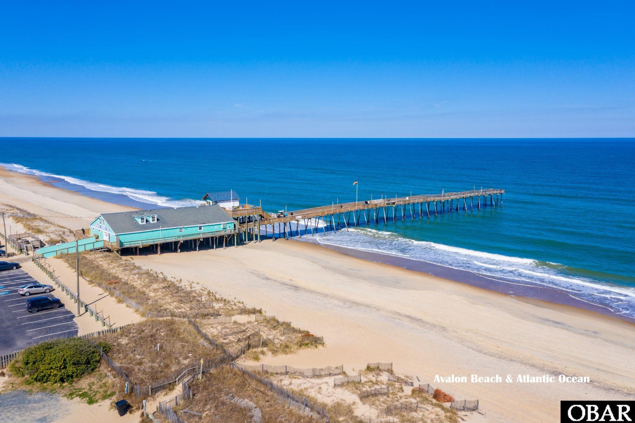 Avalon Beach and the Atlantic Ocean, with a long fishing pier extending over the water.