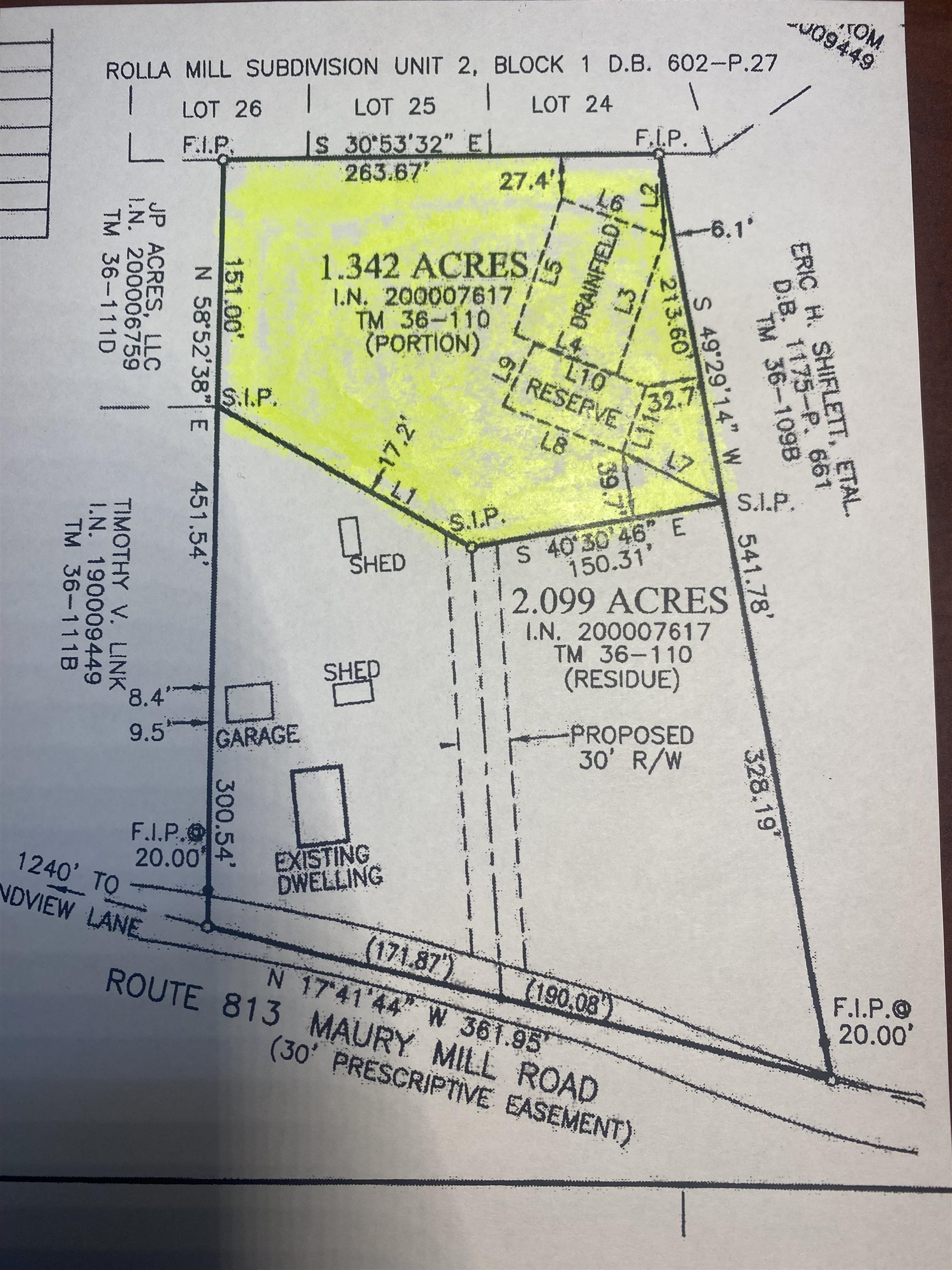 Lot 36-110 MAURY MILL RD