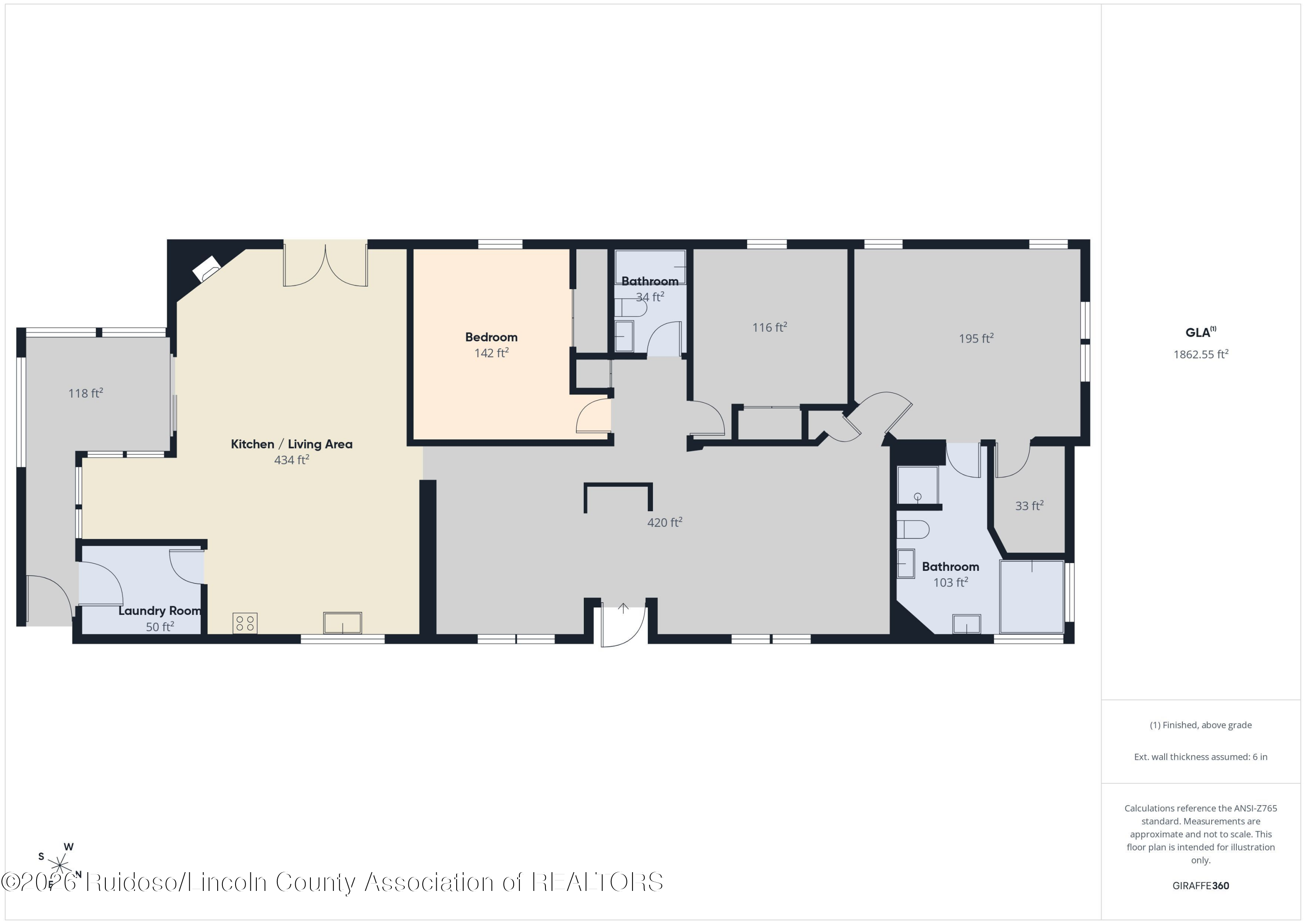 Floor plan for 207 Del Norte Drive showing room layout and a gross living area of 1,862.55 square feet.