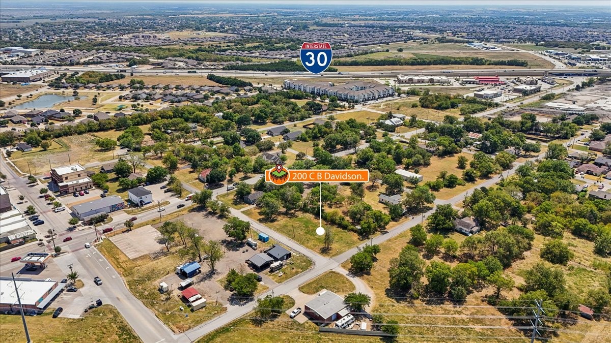 Aerial view of the 200 C B Davidson lot near Interstate 30.