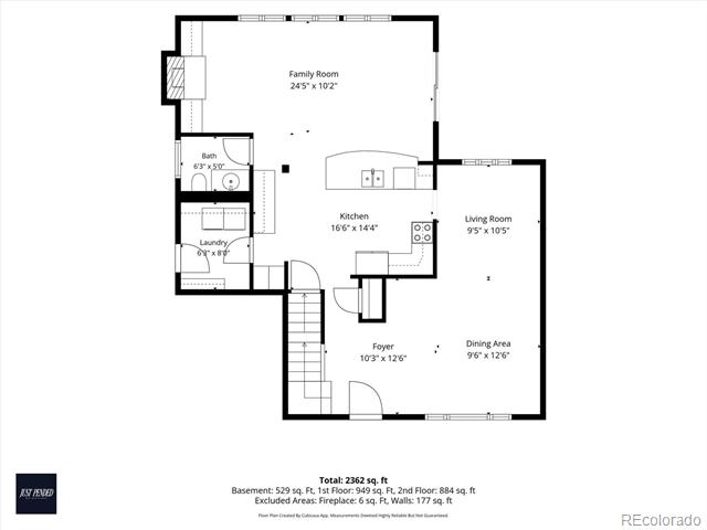 Floor plan with labeled rooms and square footage for 6750 Youngfield Court.