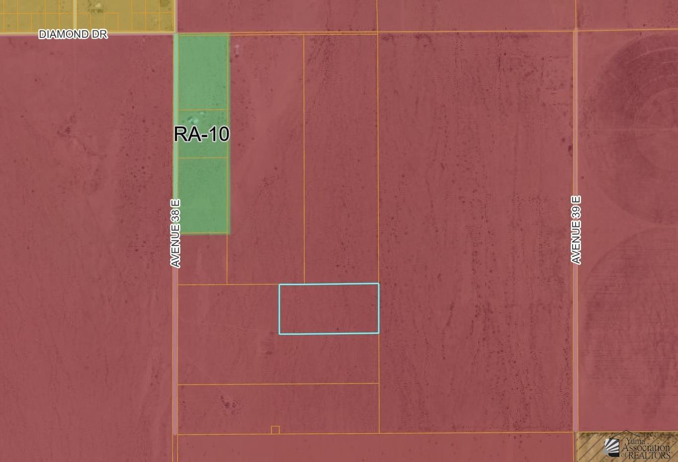 Parcel map showing outlined land near Avenue 38 E and Avenue 39 E.