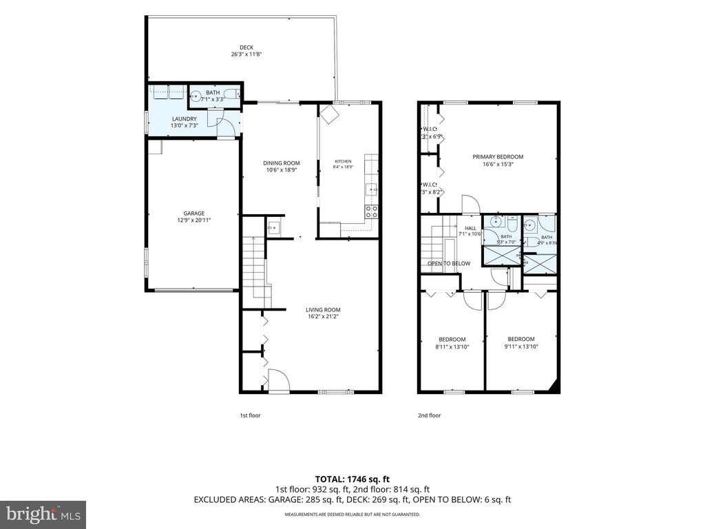 Two-story floor plan with room layouts and dimensions, totaling 1,746 square feet.