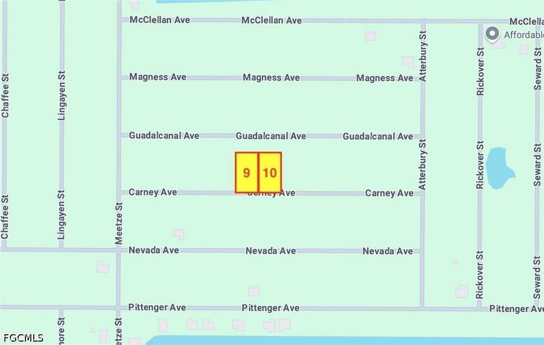 Map marking lots 9 and 10 on Carney Avenue in Port Charlotte.