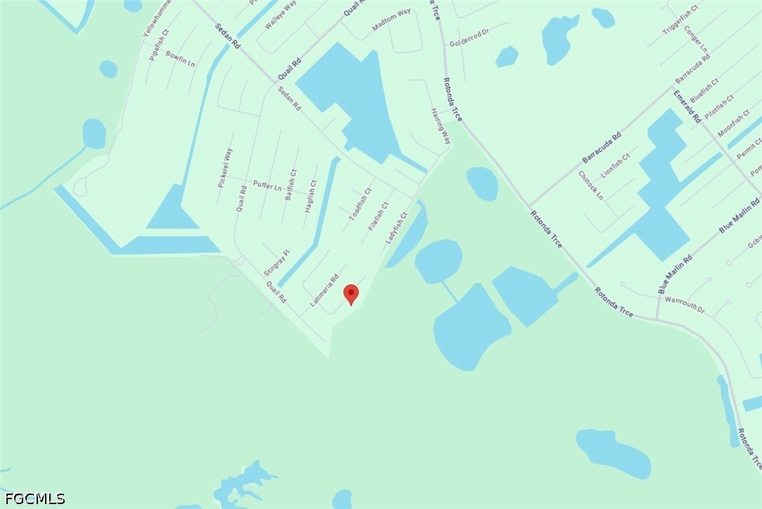 Map marking the property near Quail Road and Latheria Road in Placida.