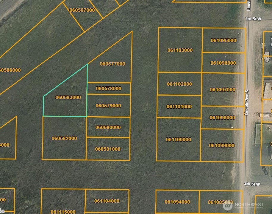 Aerial parcel map highlighting lot 060583000 among neighboring parcels near Lincoln Ave S.