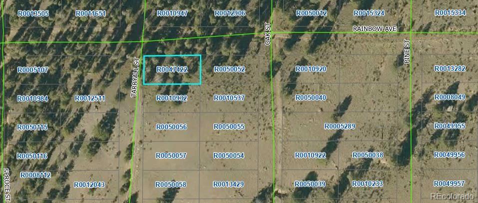 Aerial parcel map highlighting lot R0047422 beside Tarryall Street.