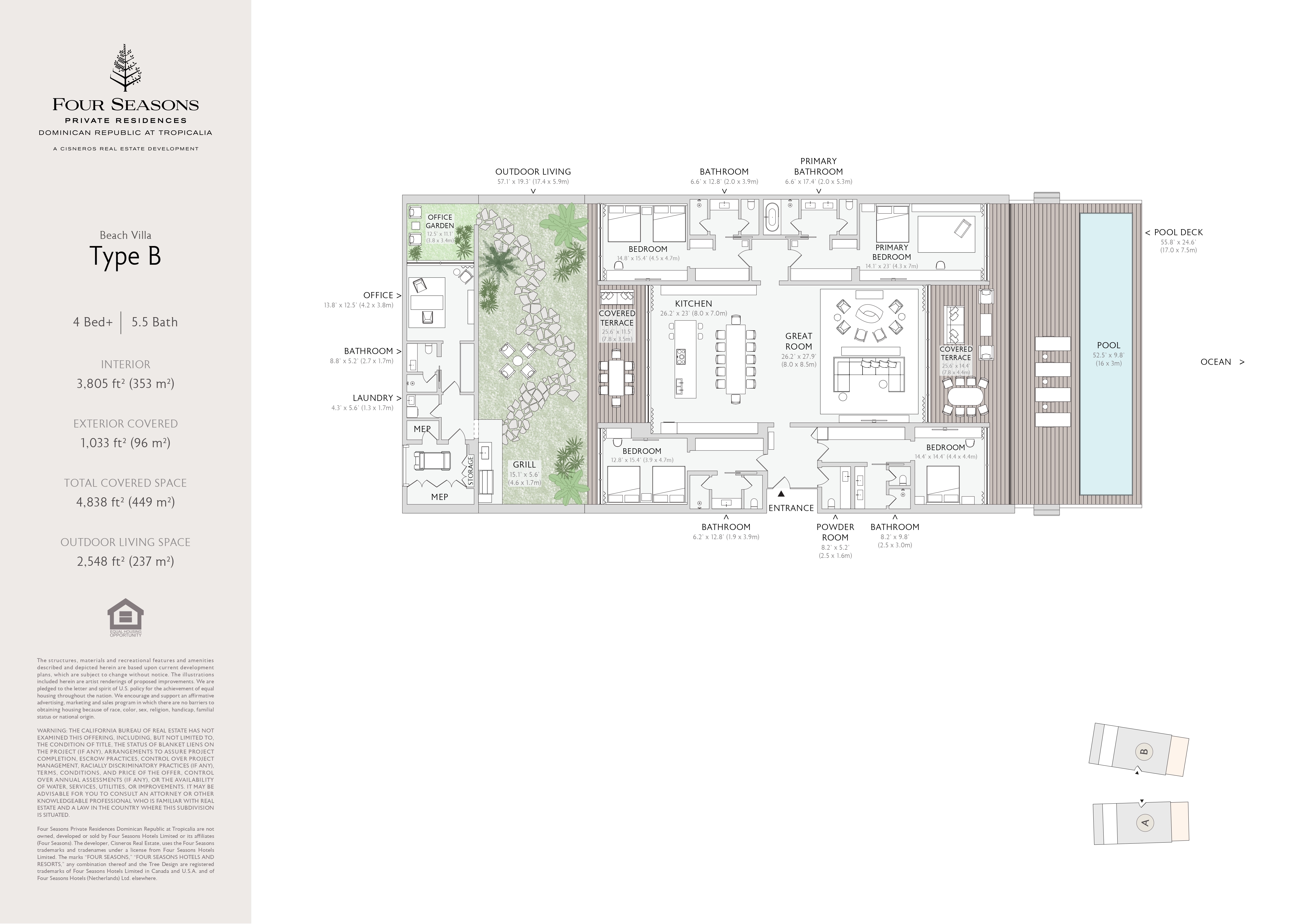 Four Seasons Resort at Tropicalia Playa Esmeralda 4-BR Beach Villa 