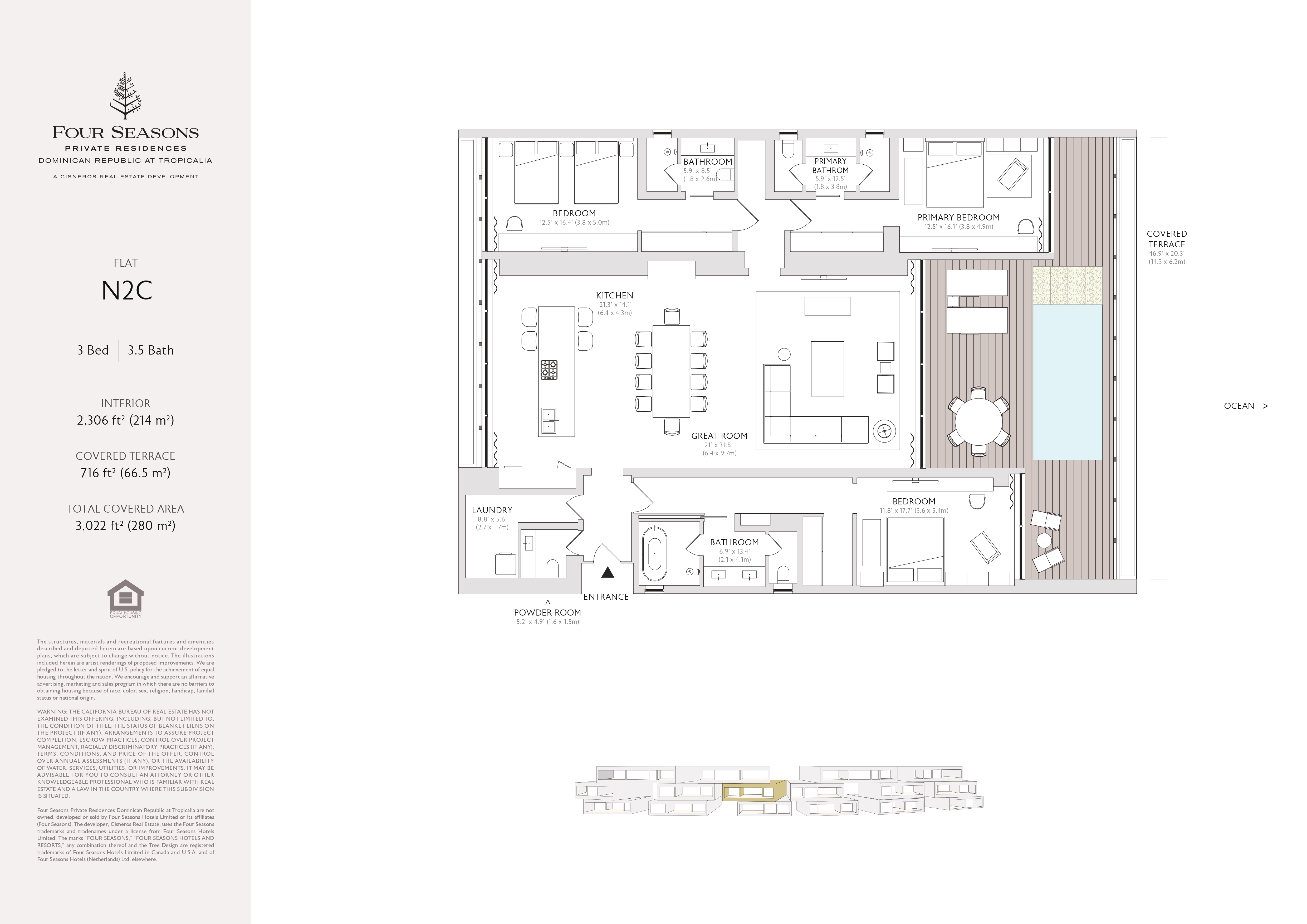 Four Seasons Resort at Tropicalia Playa Esmeralda 3-BR Beach Flat 
