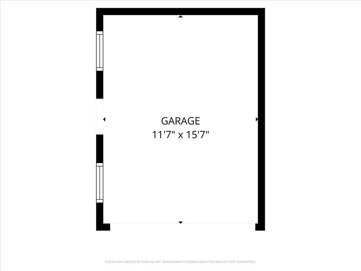 Garage floor plan, measuring 11 feet 7 inches by 15 feet 7 inches.