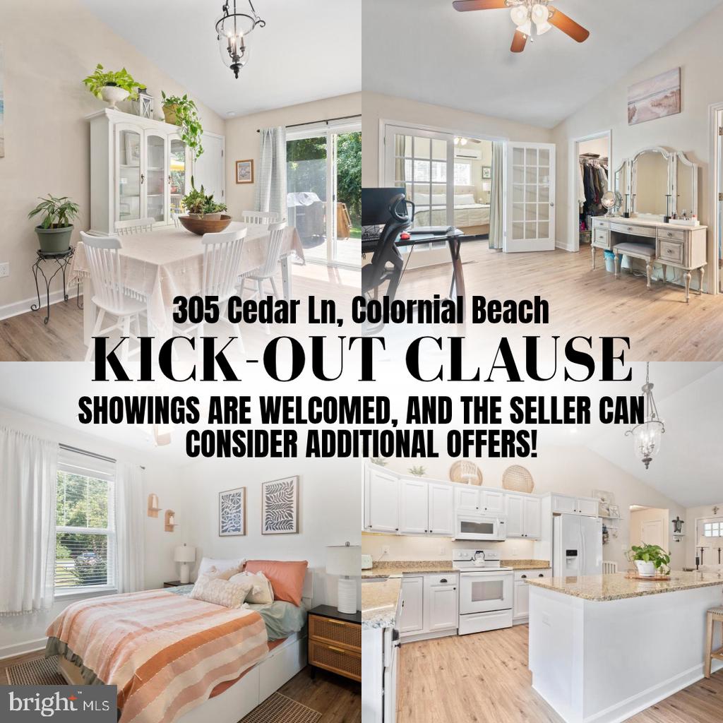 305 Cedar Lane listing tile announcing a kick-out clause and welcoming showings and additional offers.