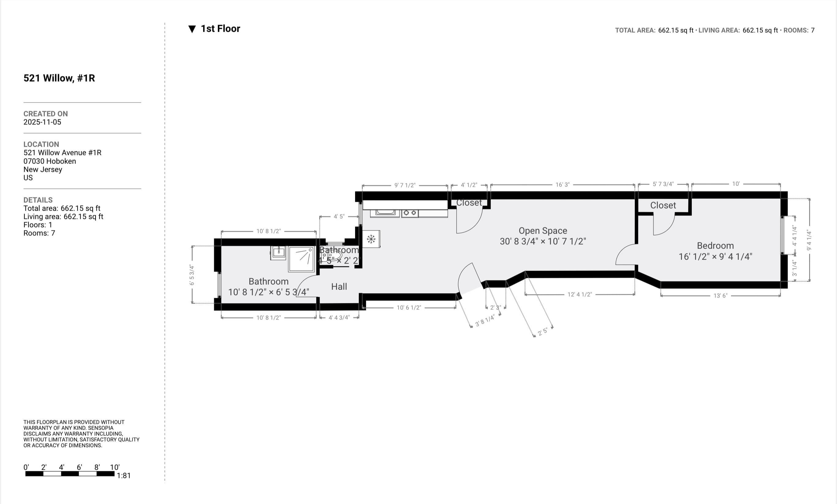 521 WILLOW AVE Unit: 1R