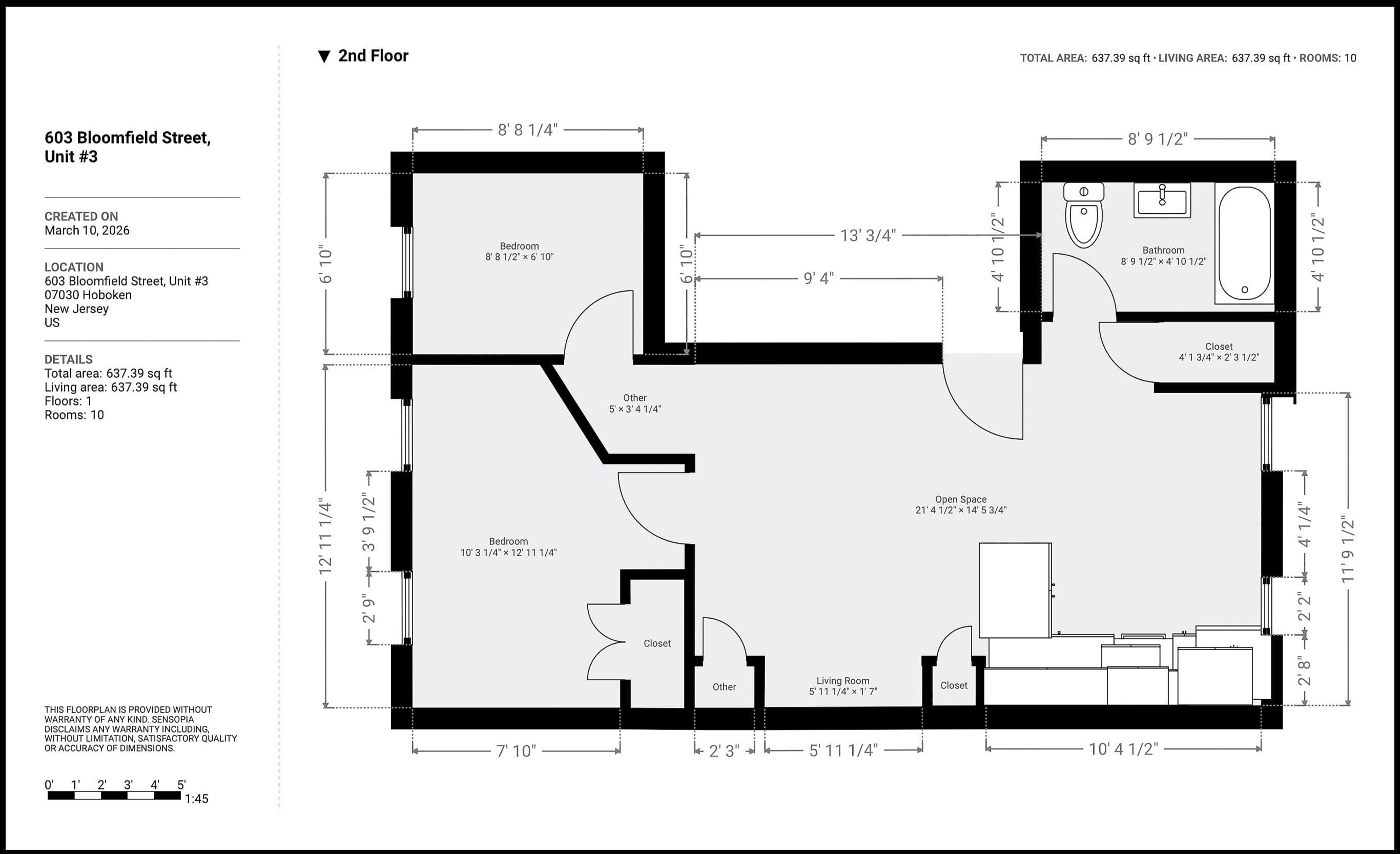 603 BLOOMFIELD ST Unit: 3