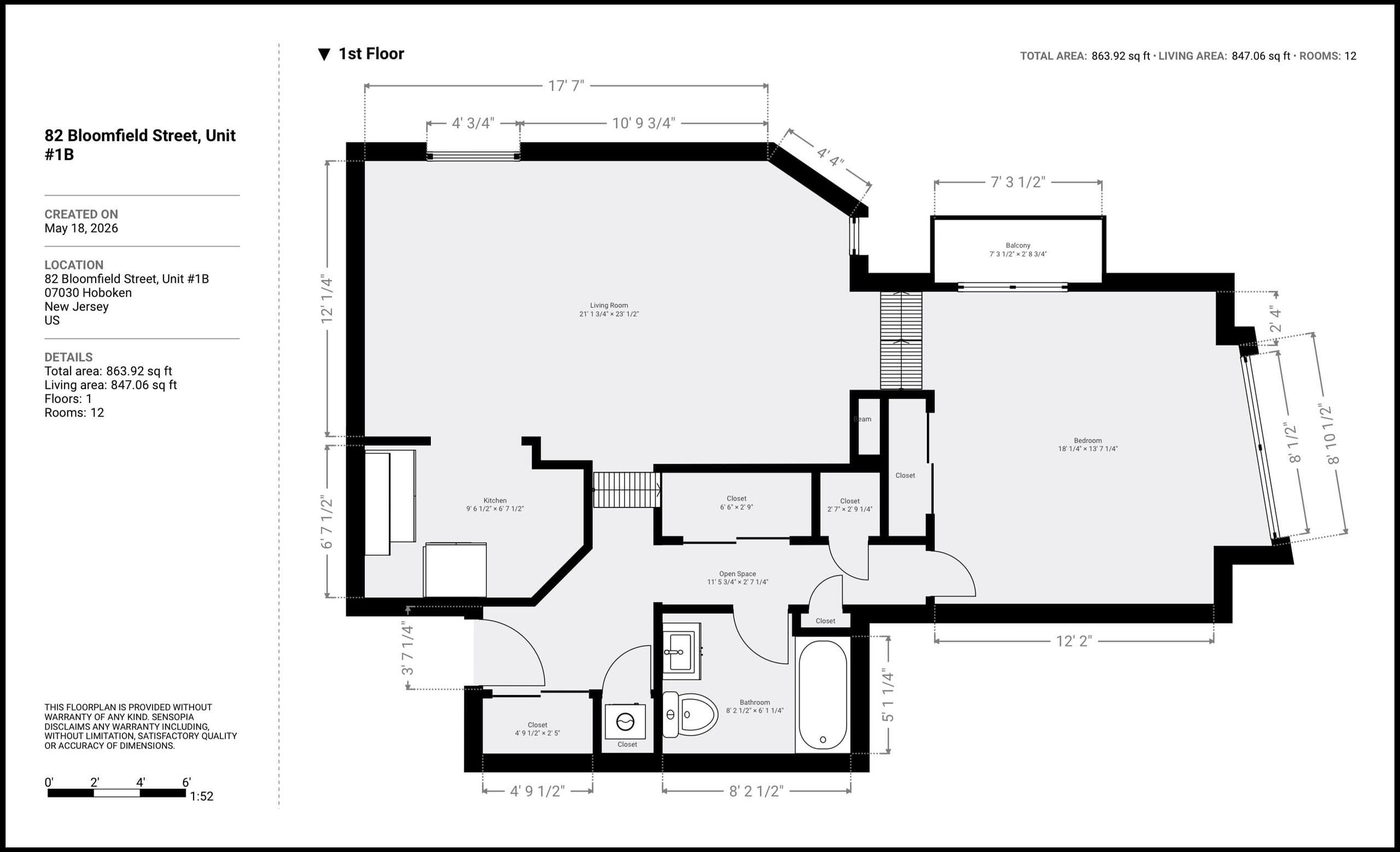 82 BLOOMFIELD ST Unit: 1B