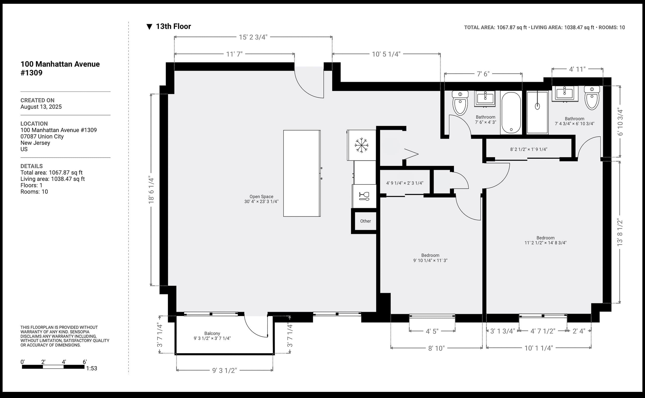 100 MANHATTAN AVE Unit: 1309