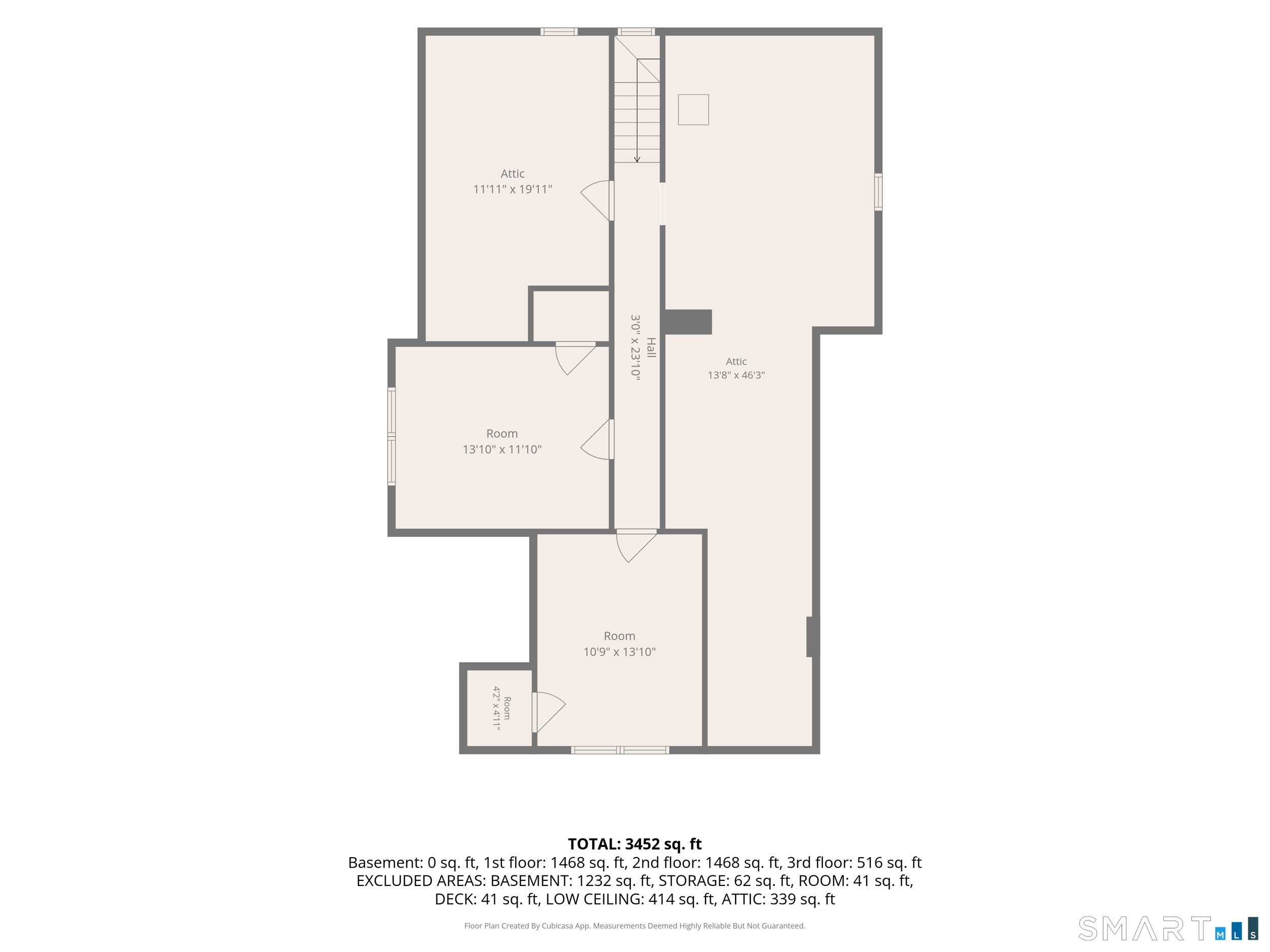 Floor plan for 330 North Main Street showing room layouts, attic spaces, dimensions, and square footage.