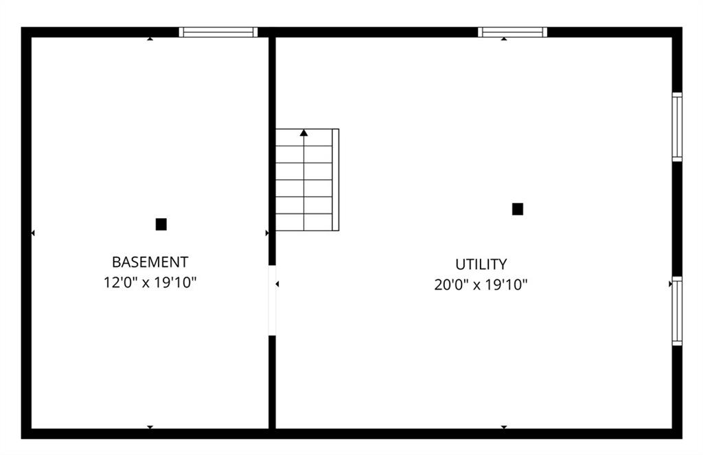 Basement floor plan with a separate utility area and stairs.