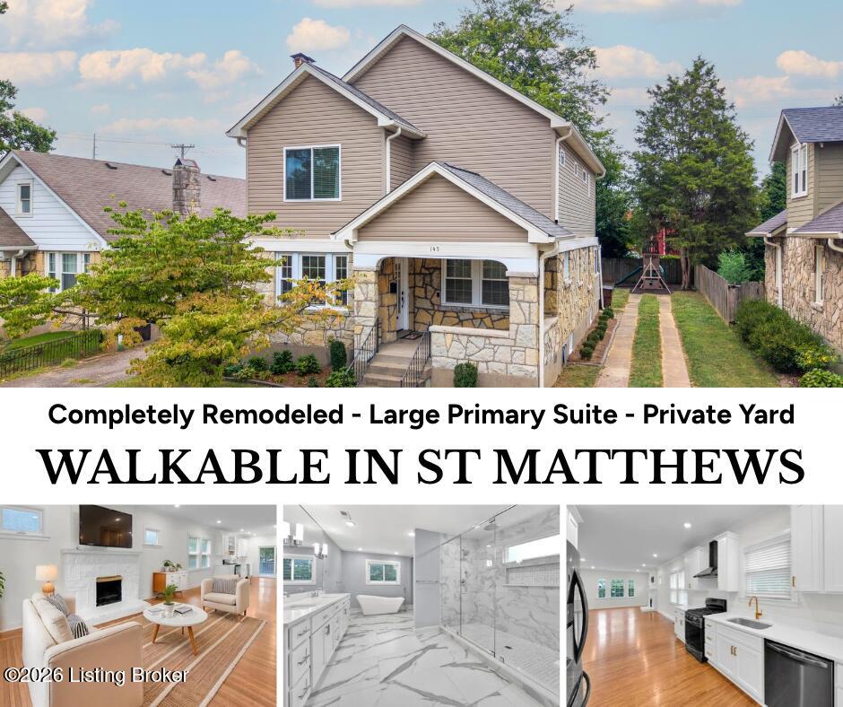 Listing flyer for a remodeled St. Matthews home with a large primary suite and private yard.