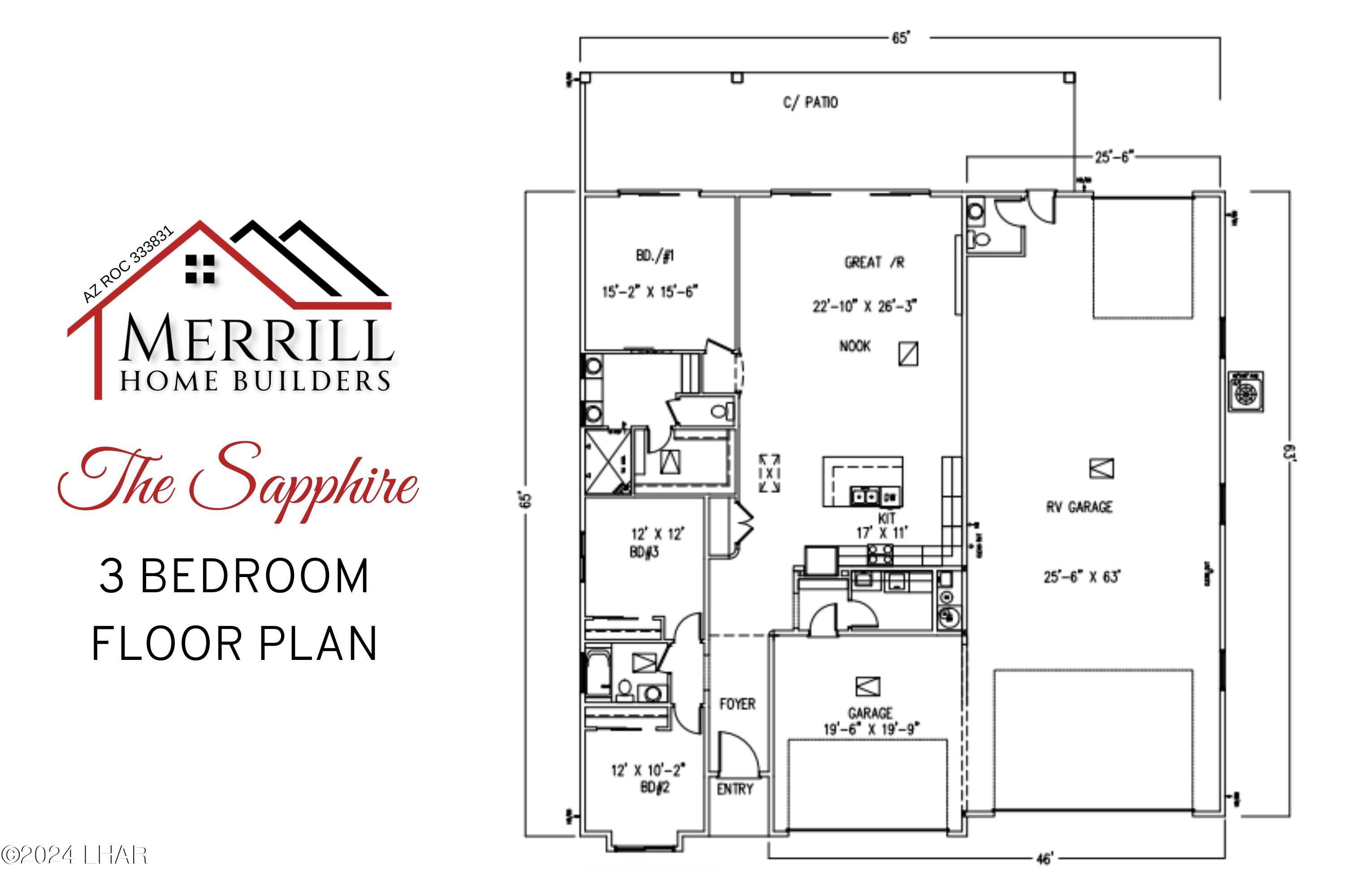 3 Bedroom Sapphire On-Your-Lot Plan