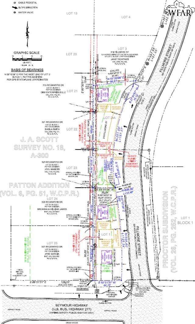 Survey plat showing numbered lots along Fillmore Street near Seymour Highway.