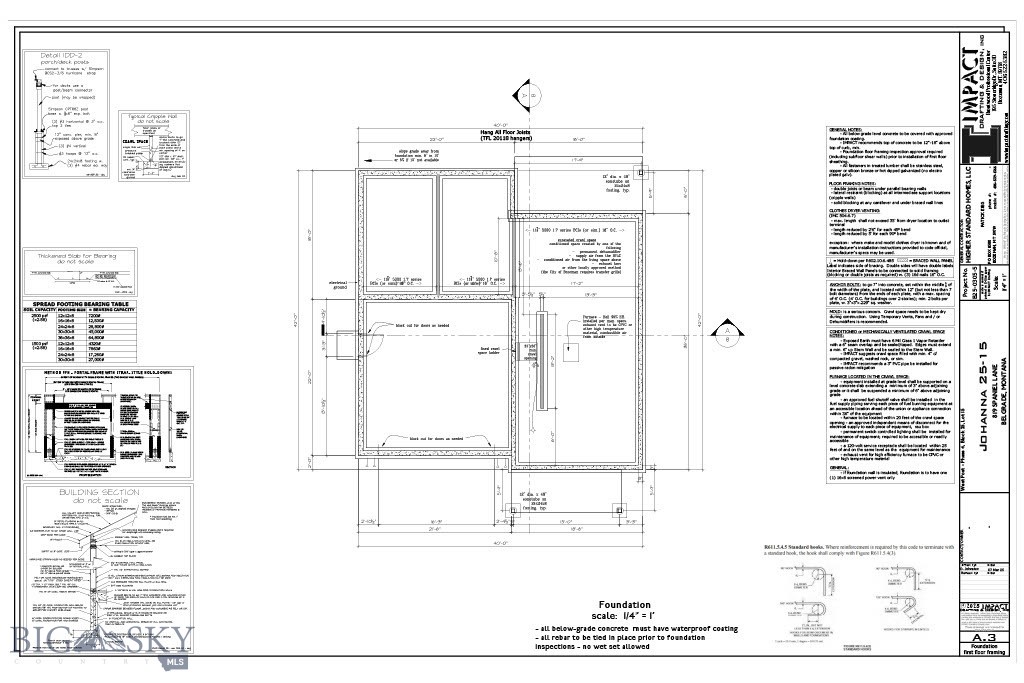 Foundation plan for 819 Spaniel Lane.