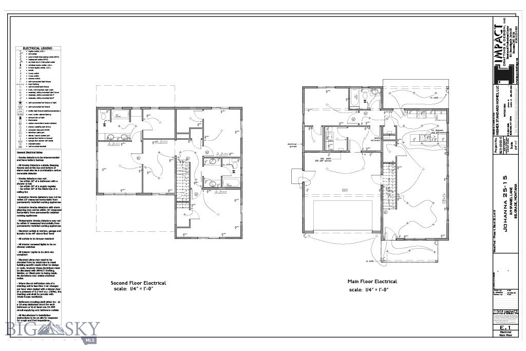 Electrical floor plans for the main and second floors of 819 Spaniel Lane.