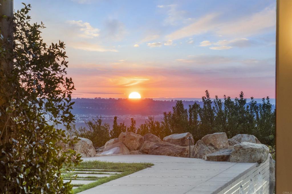 Sunset view from backyard overlooking mountains and valleys