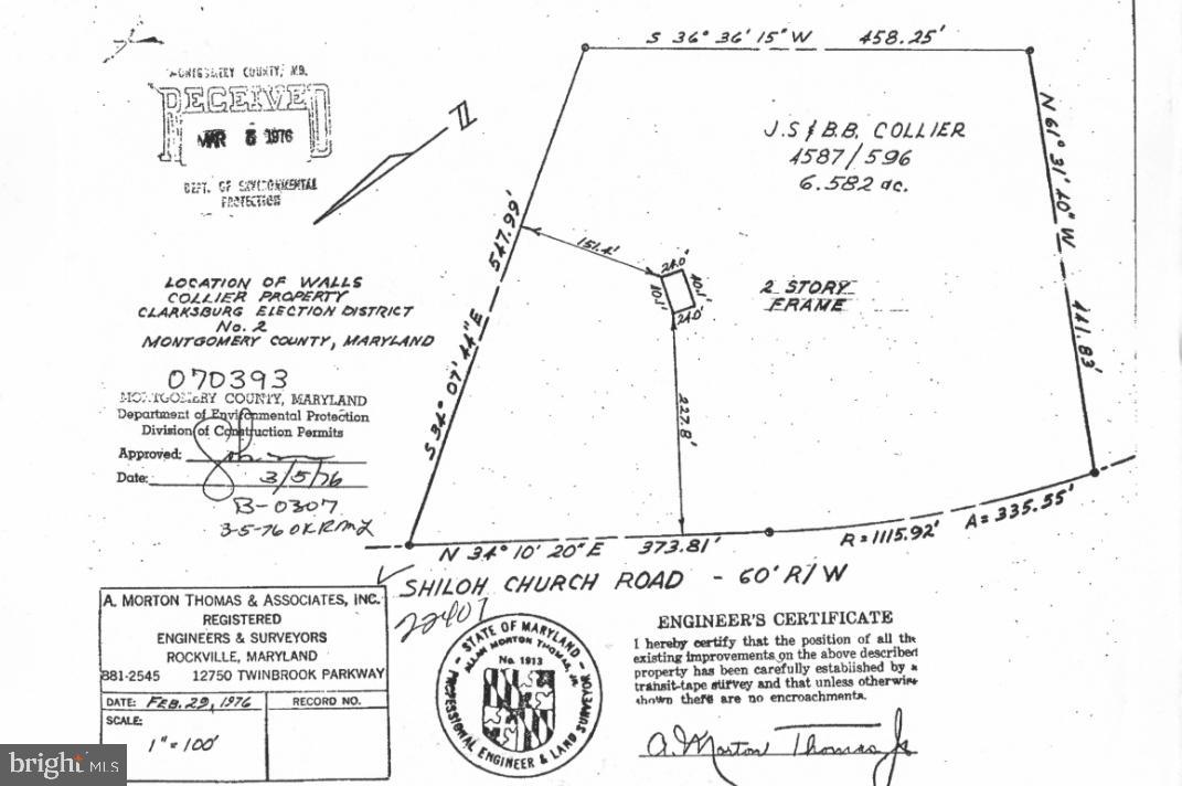 Survey plat showing the 6.582-acre Collier property, house location, and boundaries along Shiloh Church Road.