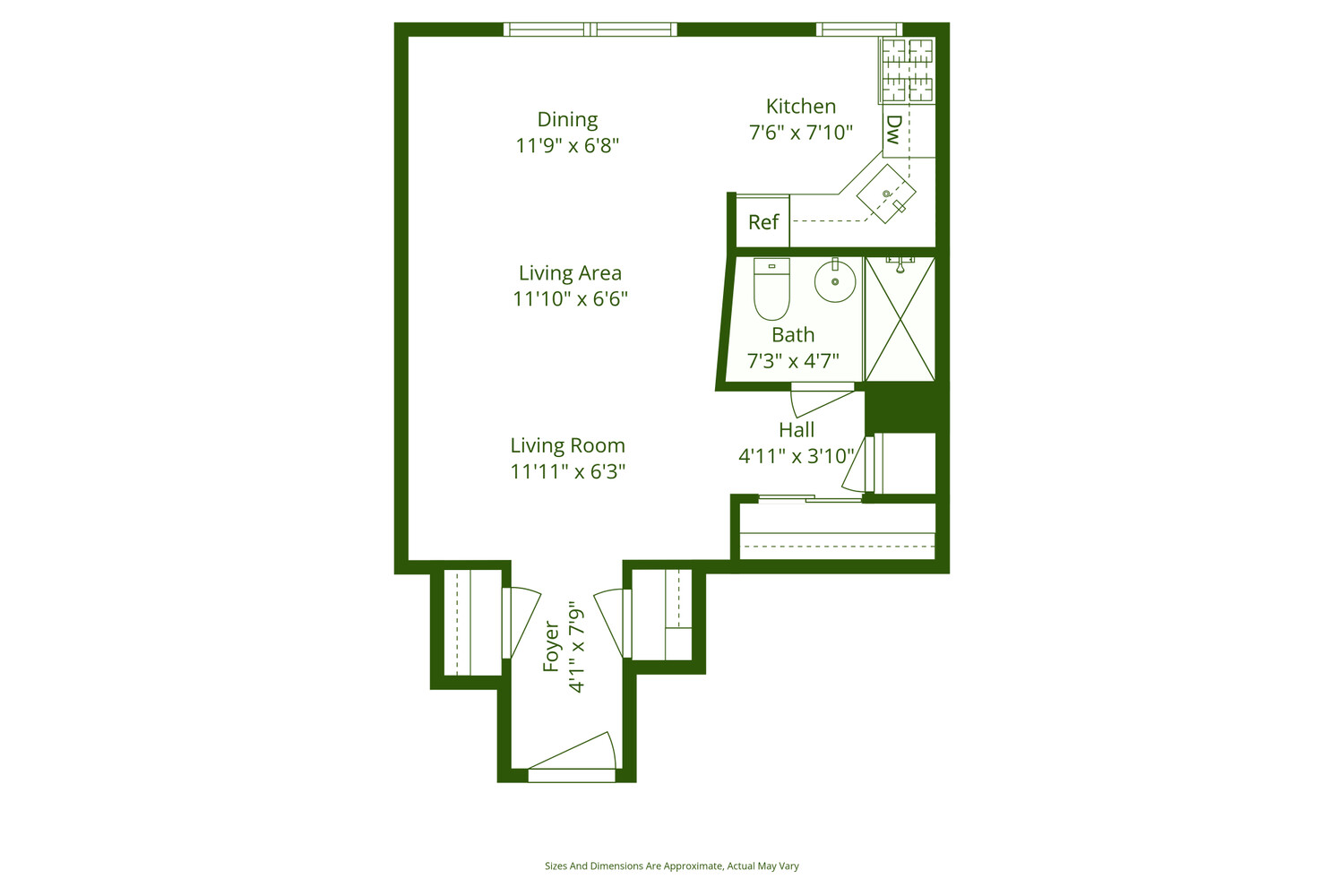 Floor plan of 84-09 155th Avenue 4N showing the room layout and approximate dimensions.