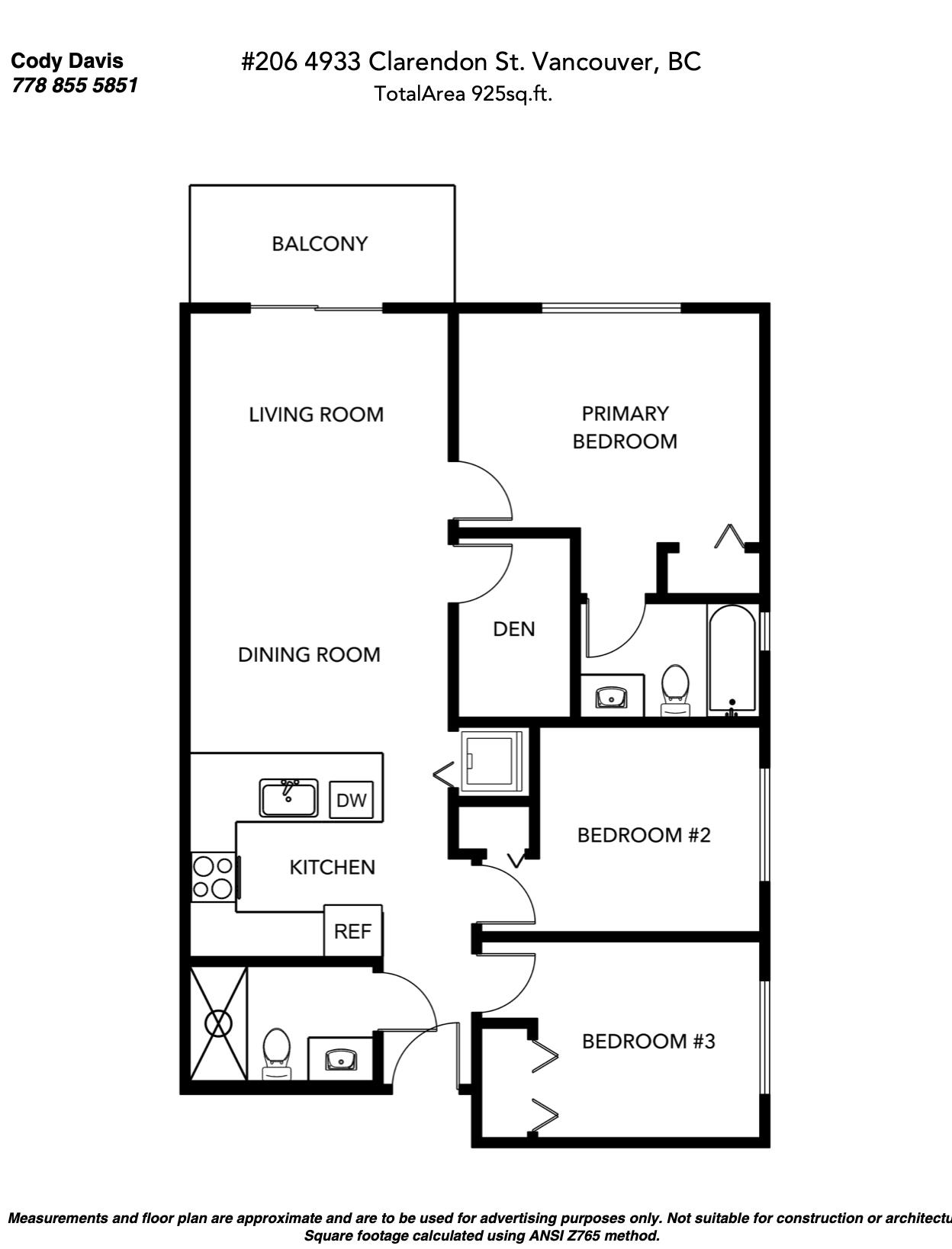 206 4933 CLARENDON STREET Unit: 206
