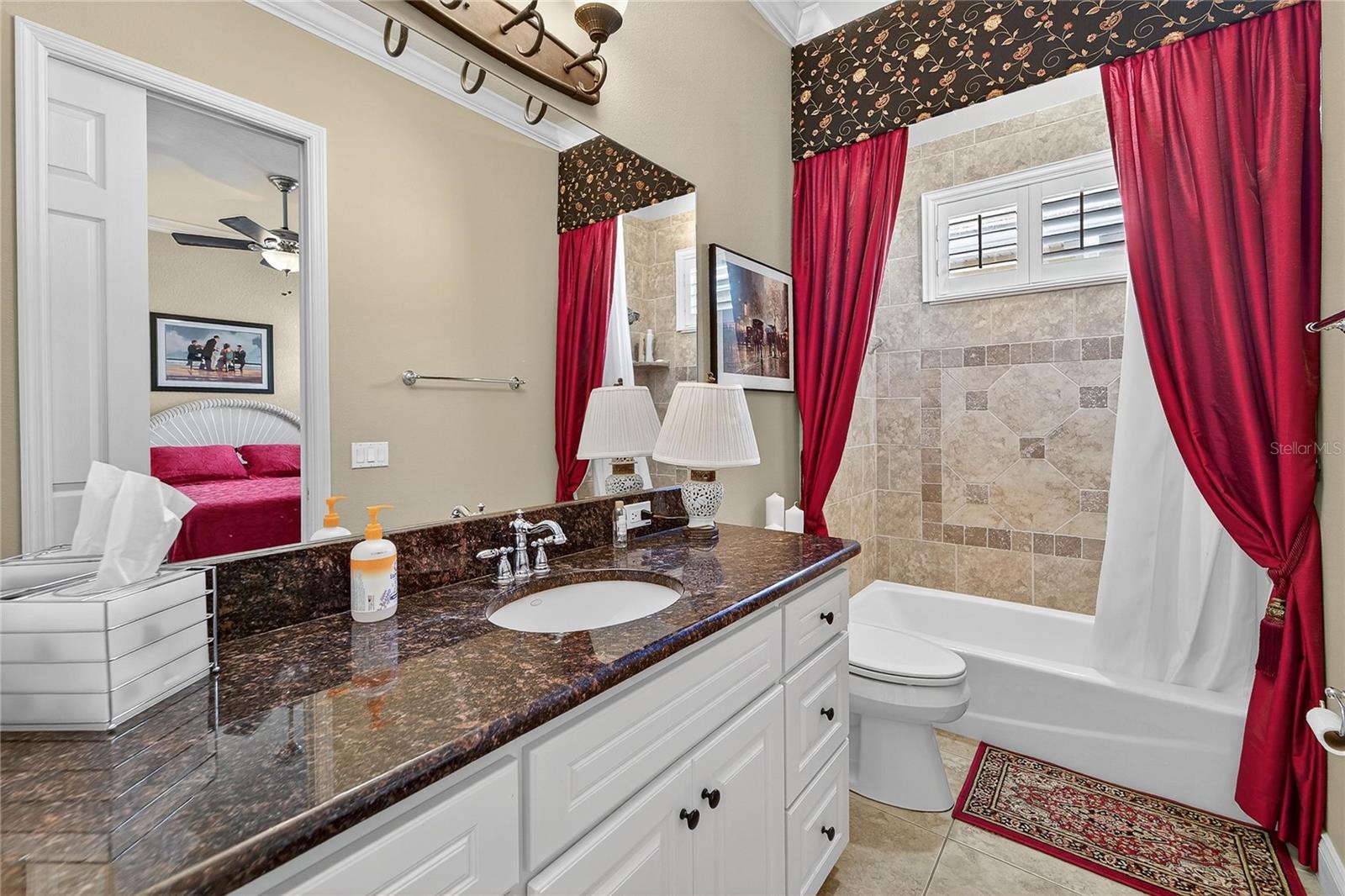 Guest bathroom with stylish tile and modern fixtures