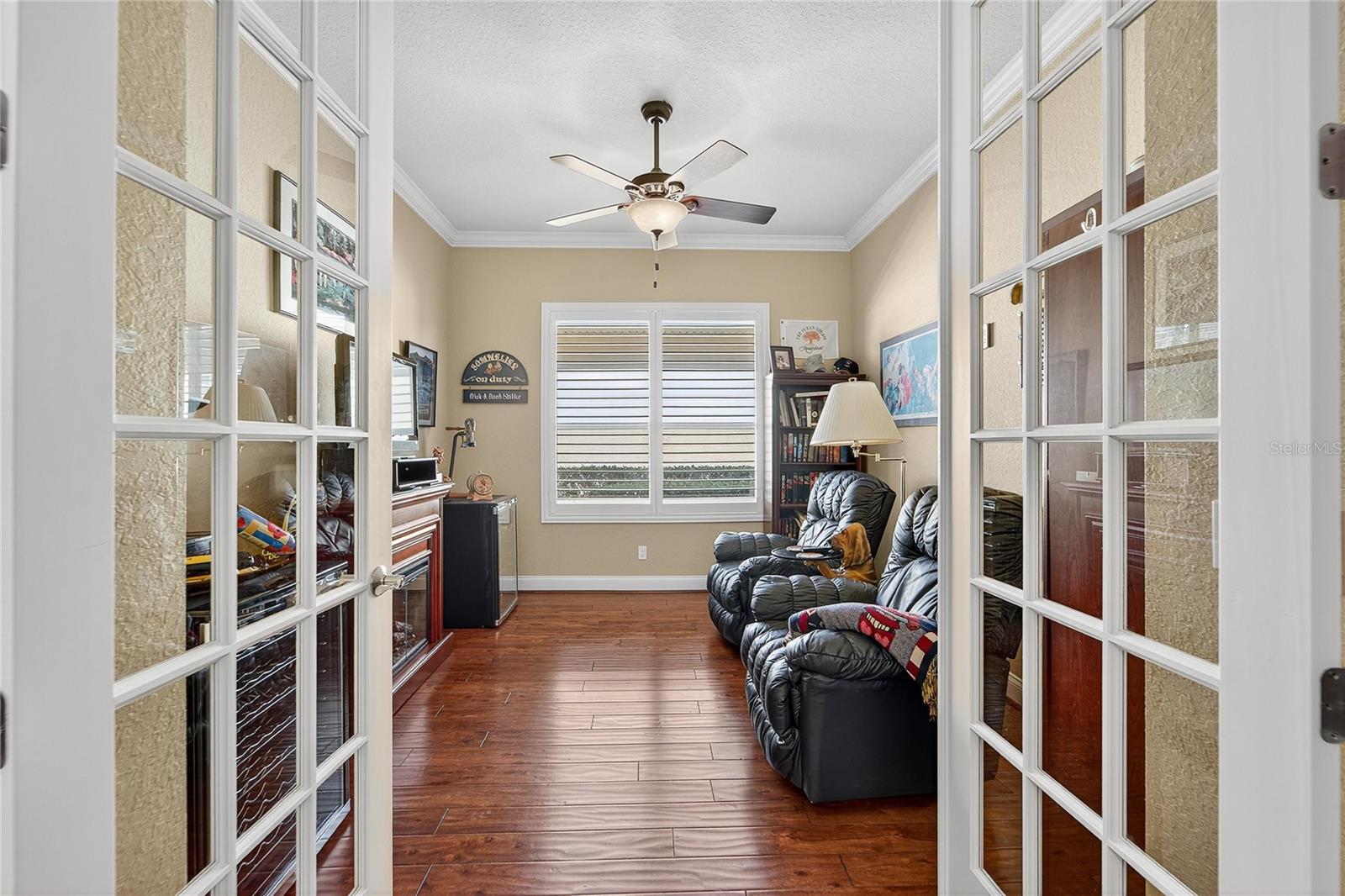 Home office or study with elegant double doors