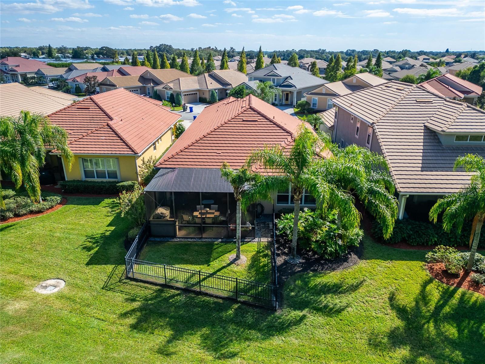 Private backyard oasis with mature greenery
