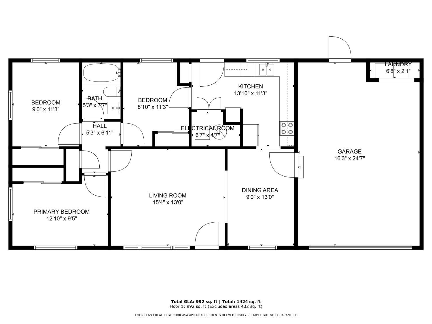 Floor plan showing the home's rooms, layout, and dimensions.