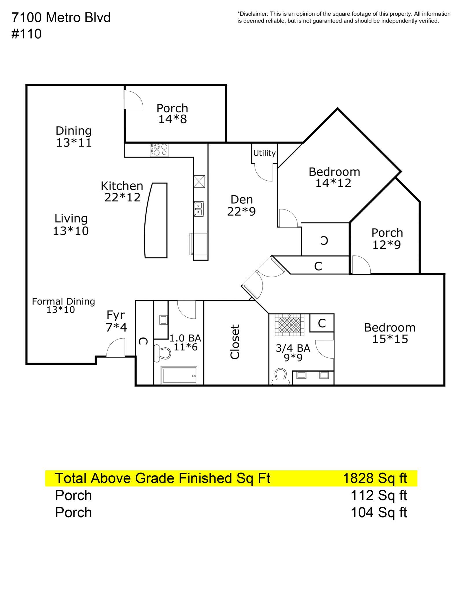 7100 Metro Boulevard Unit: 110