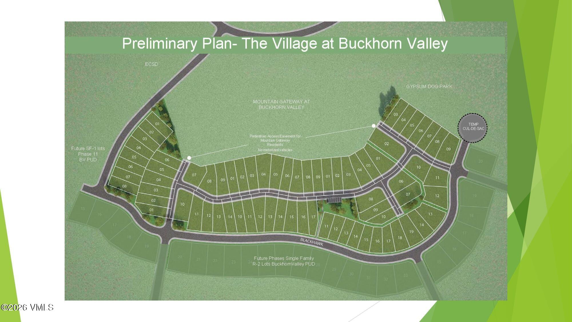 Preliminary lot and road plan for The Village at Buckhorn Valley.