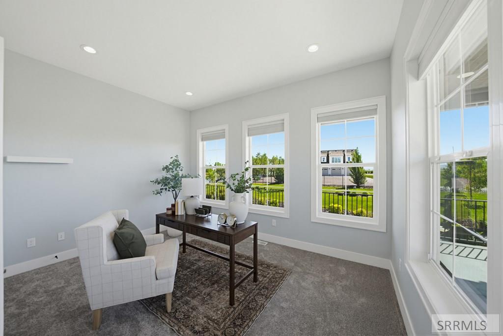 Main floor home office with Snake River views, executive home Shelley Idaho