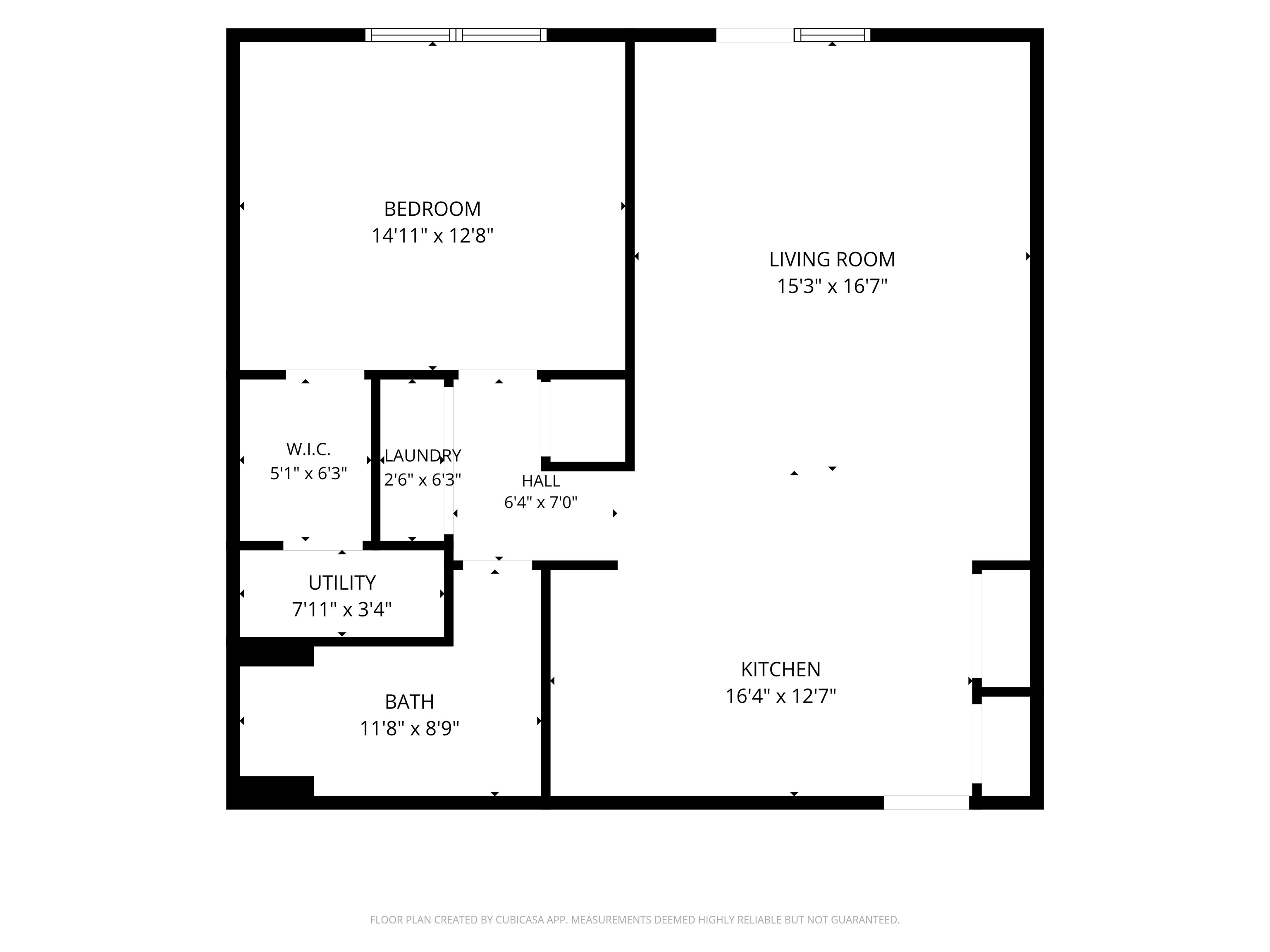 Floor plan showing room layouts and dimensions for Unit 103.