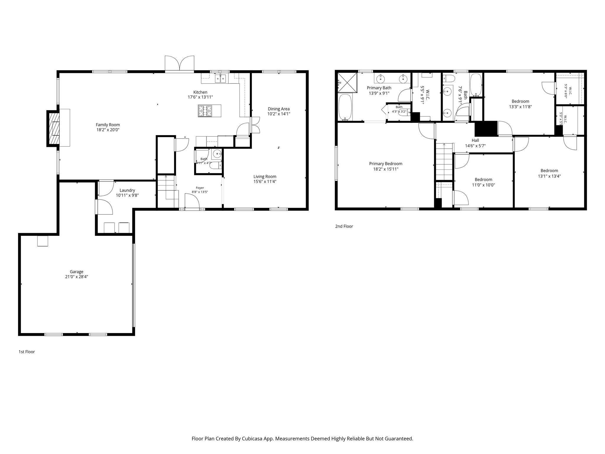 Two-story home floor plan with labeled rooms, dimensions, and a large first-floor garage.