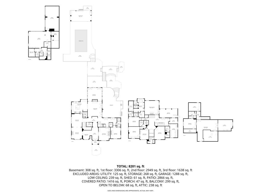 Floor plan for 3874 Vermont Road NE, showing the basement and three floors.