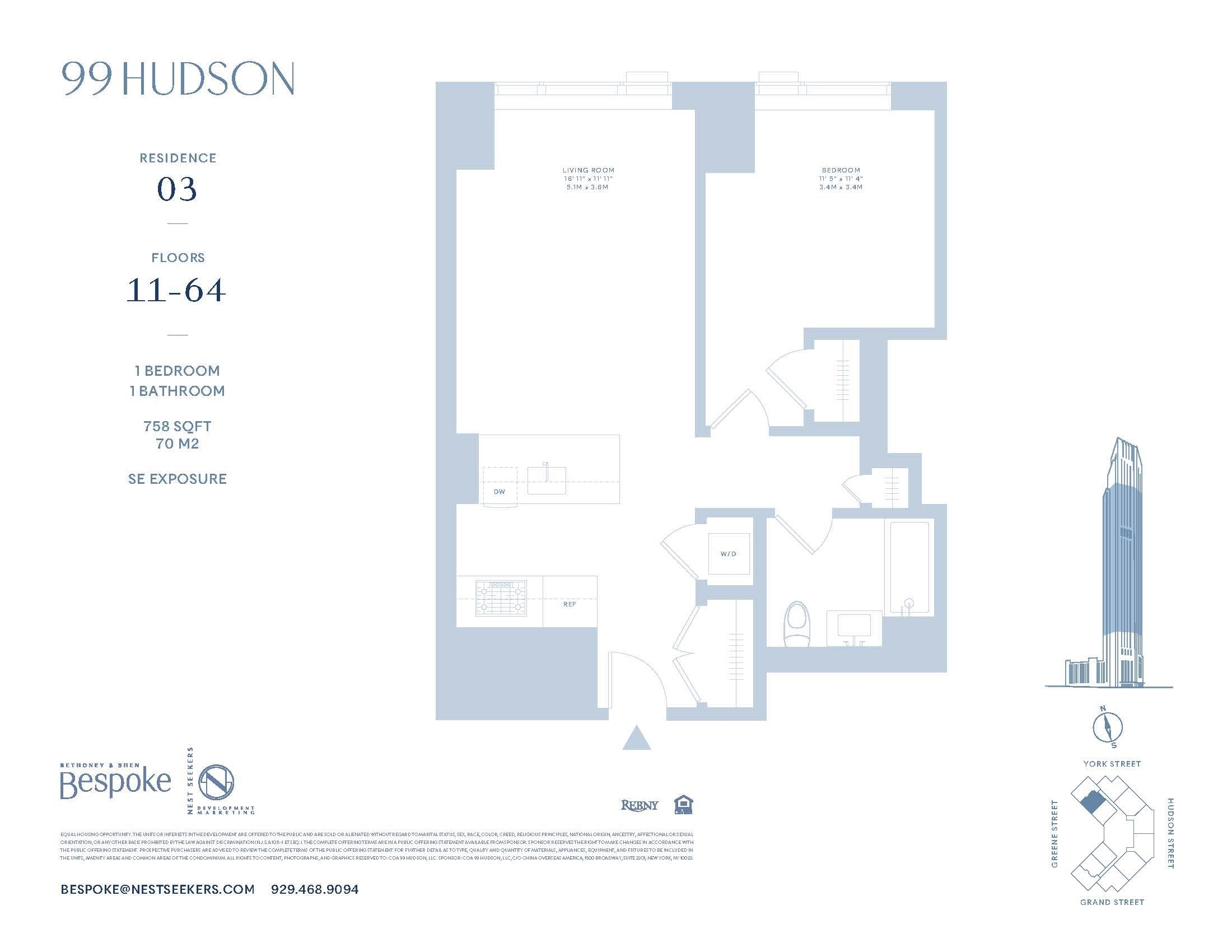 99 HUDSON ST Unit: 3003