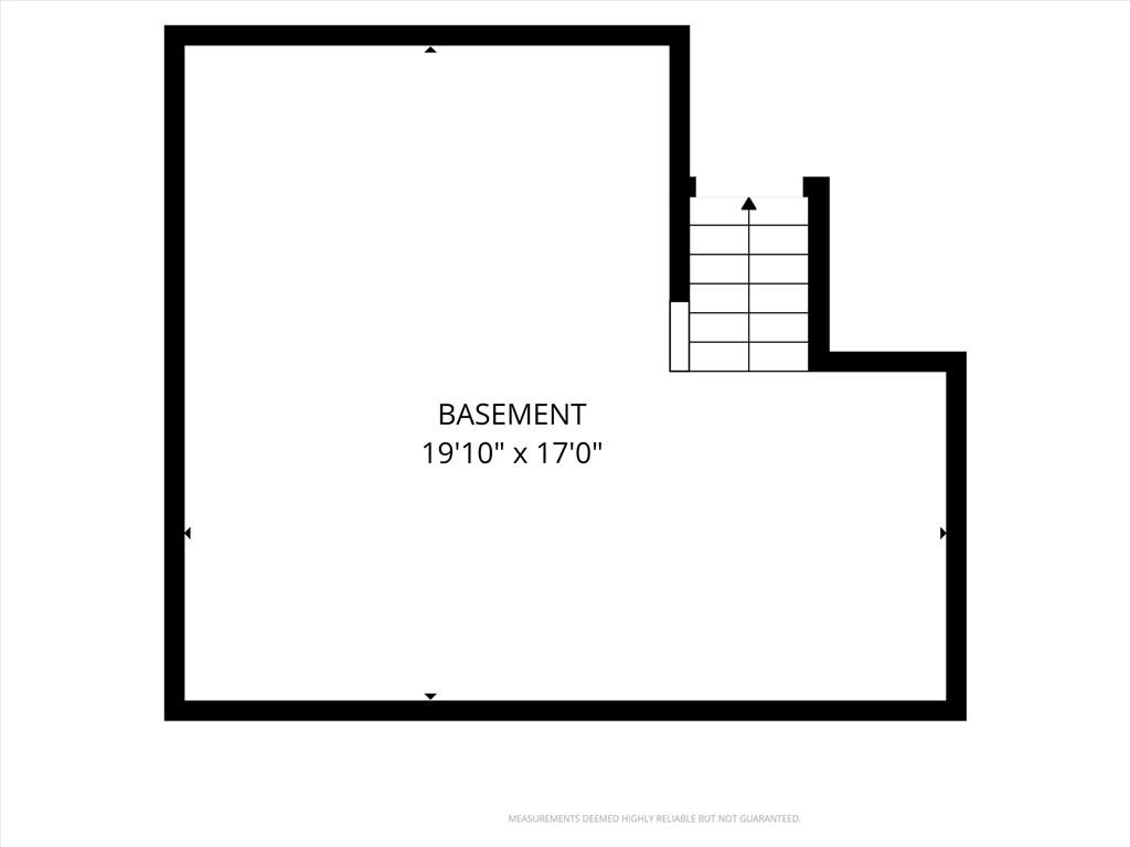 Basement floor plan with stairs and room dimensions of 19 feet 10 inches by 17 feet.