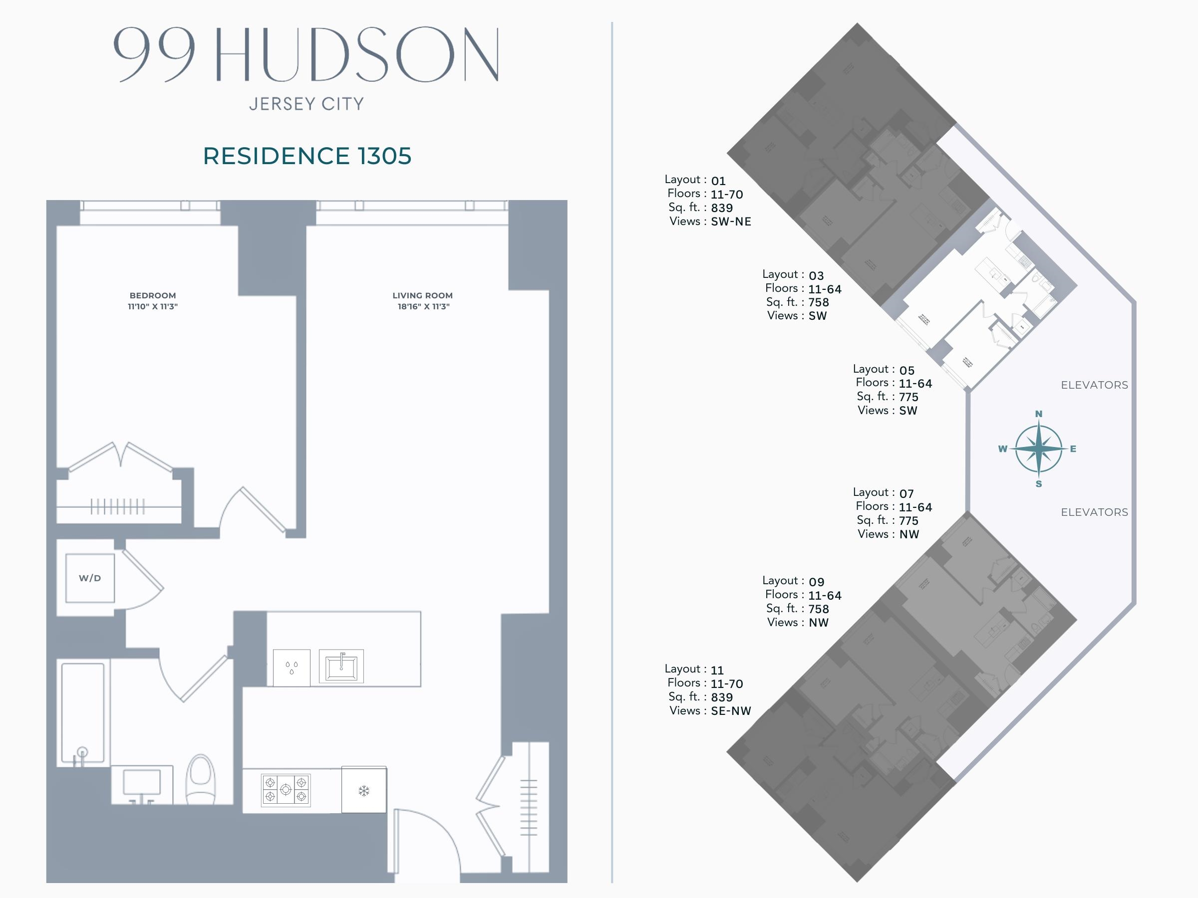 99 HUDSON ST Unit: 1305