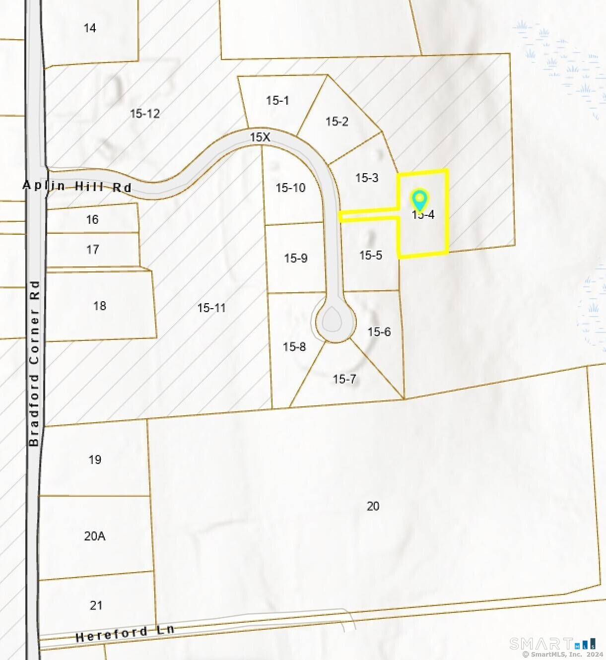 Parcel map highlighting lot 15-4 near Aplin Hill Road.