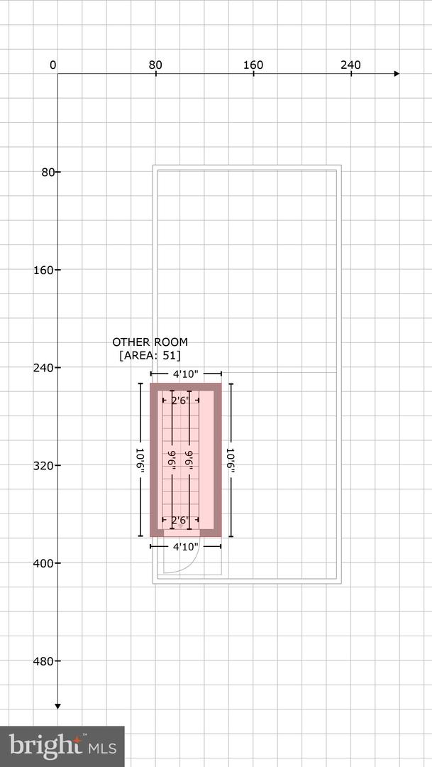 Floor plan highlighting a pink-shaded other room, labeled with an area of 51 square feet.