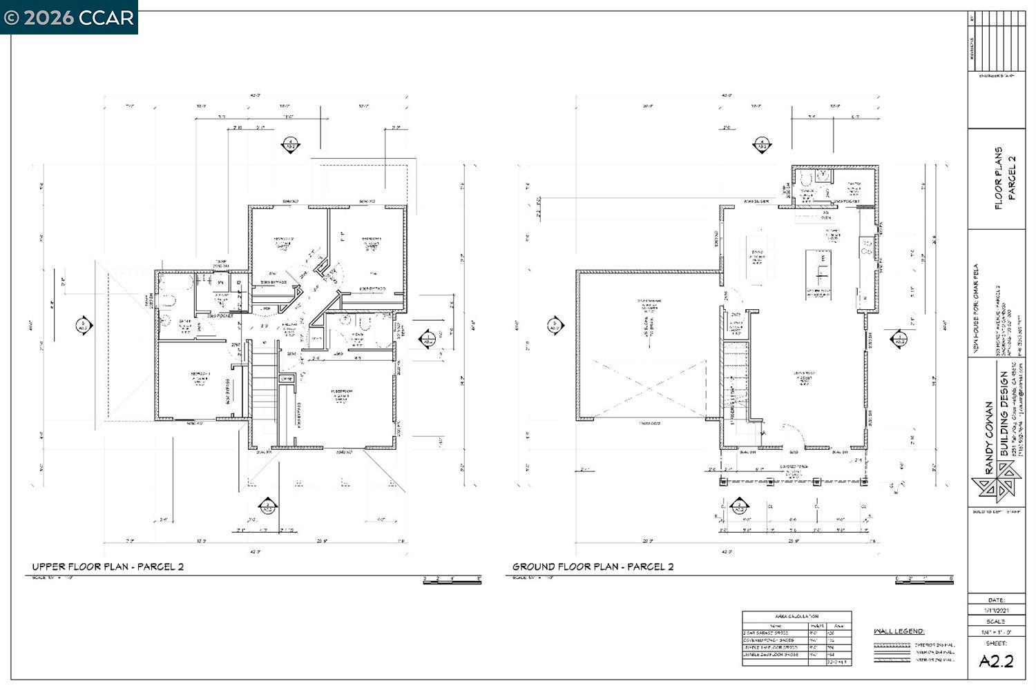 Floor plans for the upper and ground floors of Parcel 2.